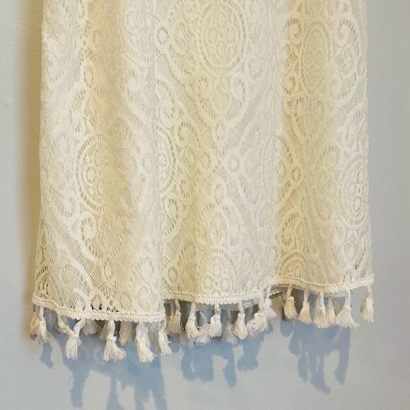 Speechless Juniors' Allover-Lace Tassel-Hem Dress - Picture 6 of 9